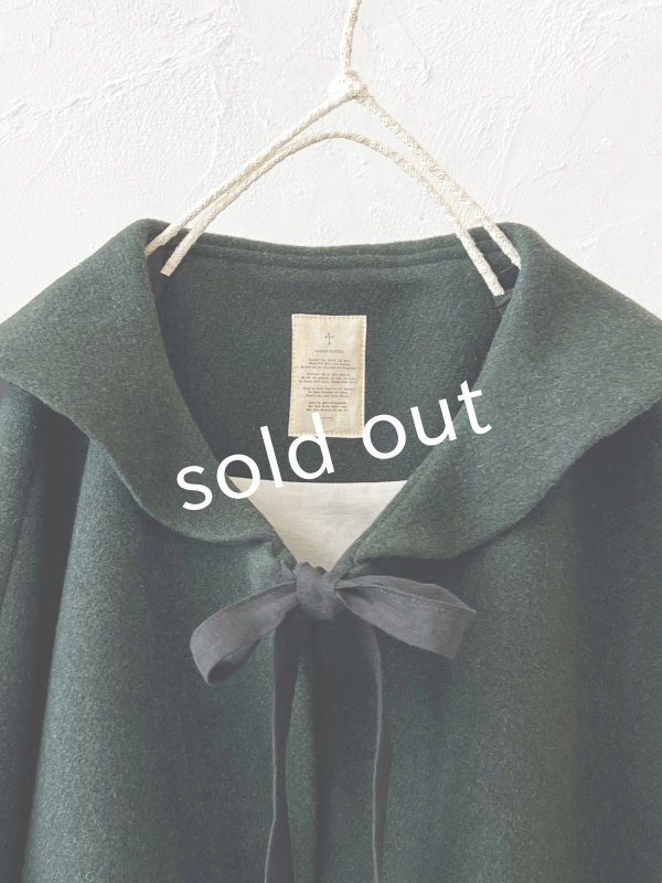 画像3: MARCHE' DE SOEUR／セーラ襟のタッセルちびコート・ダークグリーンモッサ (3)