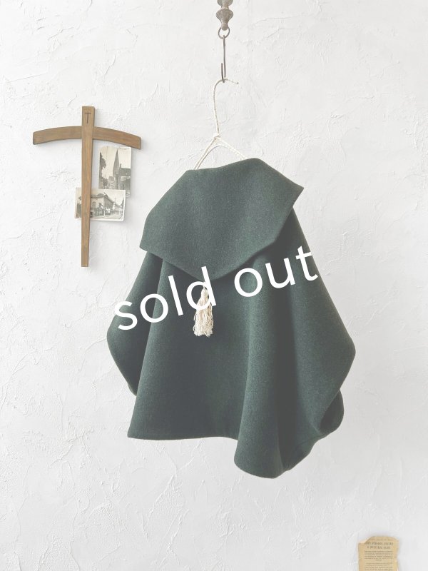 画像4: MARCHE' DE SOEUR／セーラ襟のタッセルちびコート・ダークグリーンモッサ (4)
