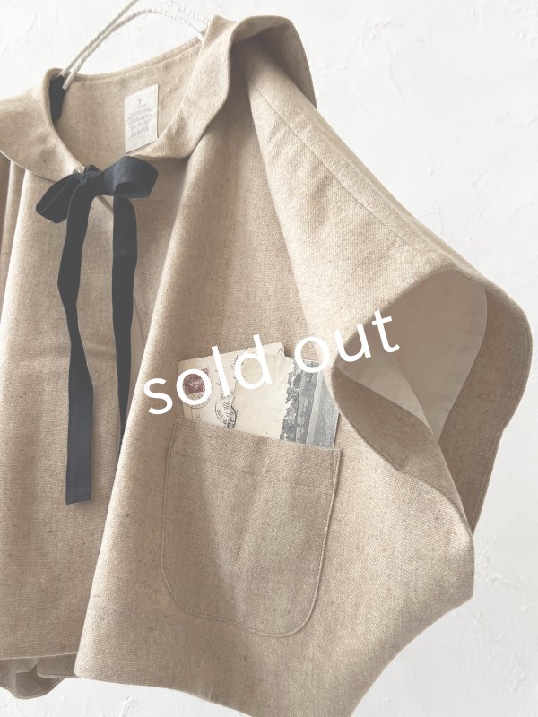 画像3: MARCHE' DE SOEUR／セーラ襟のタッセルちびコート・ベージュツイード (3)