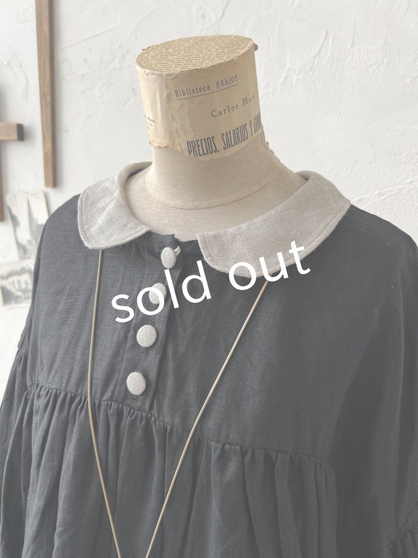 画像3: Avenue／丸襟ギャザーワンピース・黒 (3)