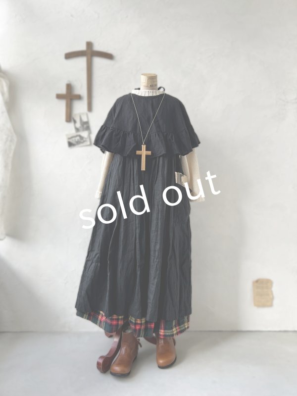 画像7: Avenue/フリルギャザーポンチョ・黒 (7)