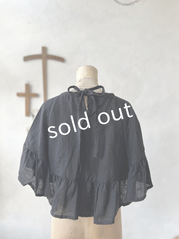 画像6: Avenue/フリルギャザーポンチョ・黒 (6)