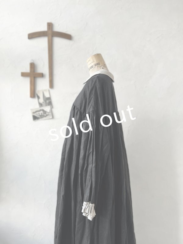 画像6: Avenue／丸襟ギャザーワンピース・黒 (6)