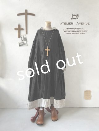 人気作家 【atelier Avenue】丸襟ワンピース　キナリ×薄ピンク フリル付け襟ワンピース｜ピンクハウスオフィシャルオンライン