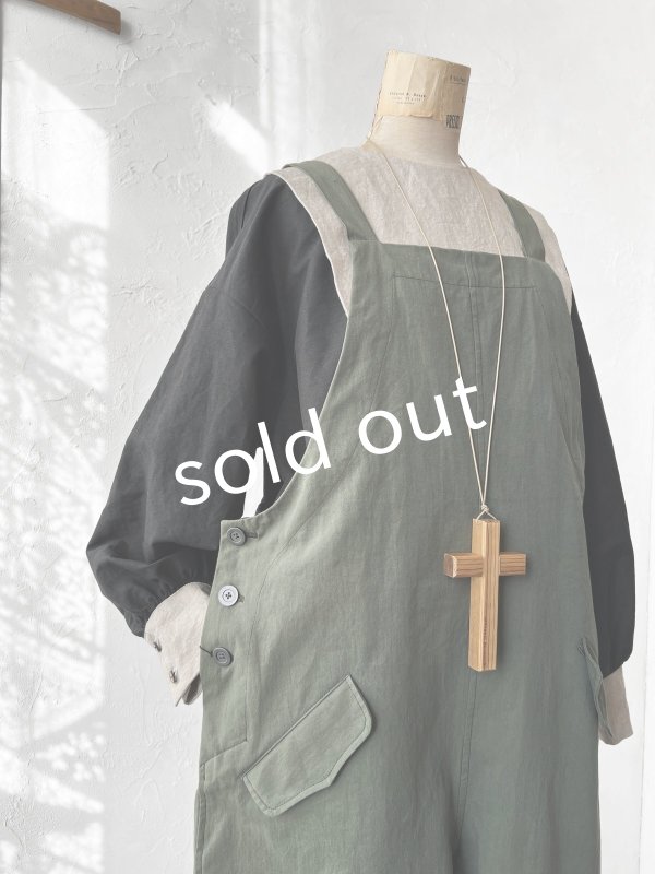 画像2: je suis comme je suis/パイピングポケットサロペット・モス (2)