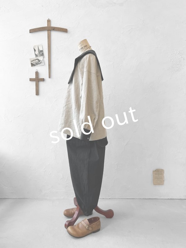 画像6: je suis comme je suis/ビブカラーブラウス・生成り×黒襟 (6)