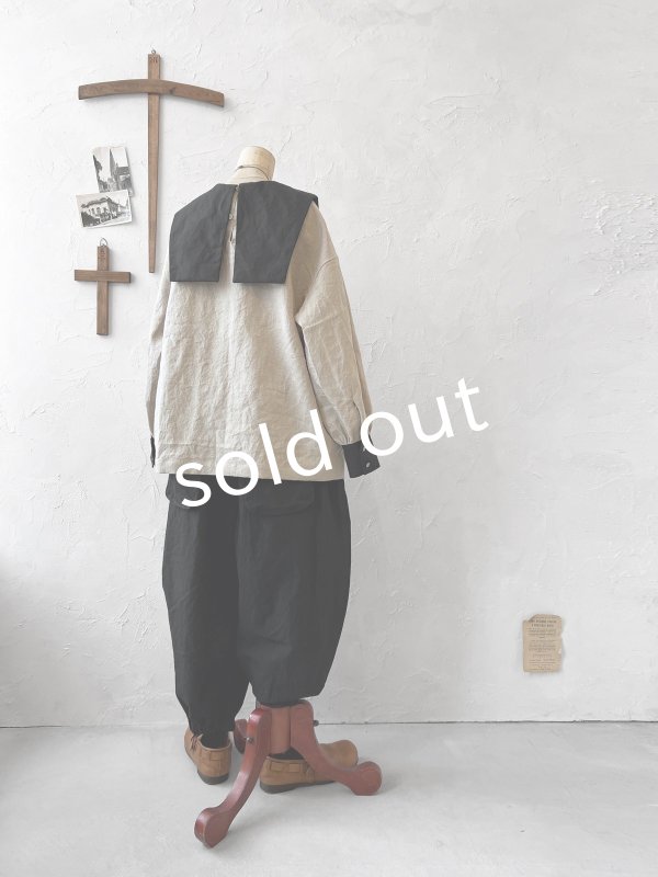 画像7: je suis comme je suis/ビブカラーブラウス・生成り×黒襟 (7)