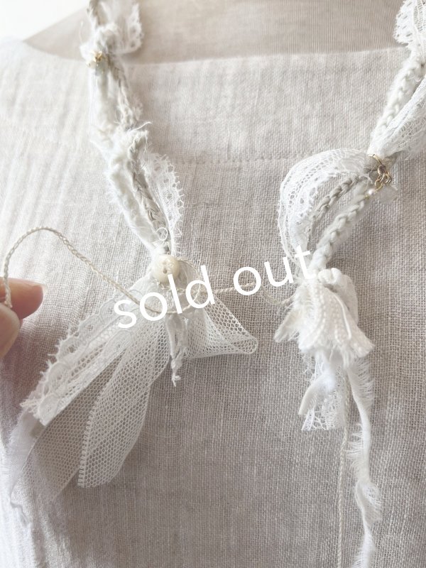 画像7: toromeco／アンティークレースと天然石のラリエット (7)