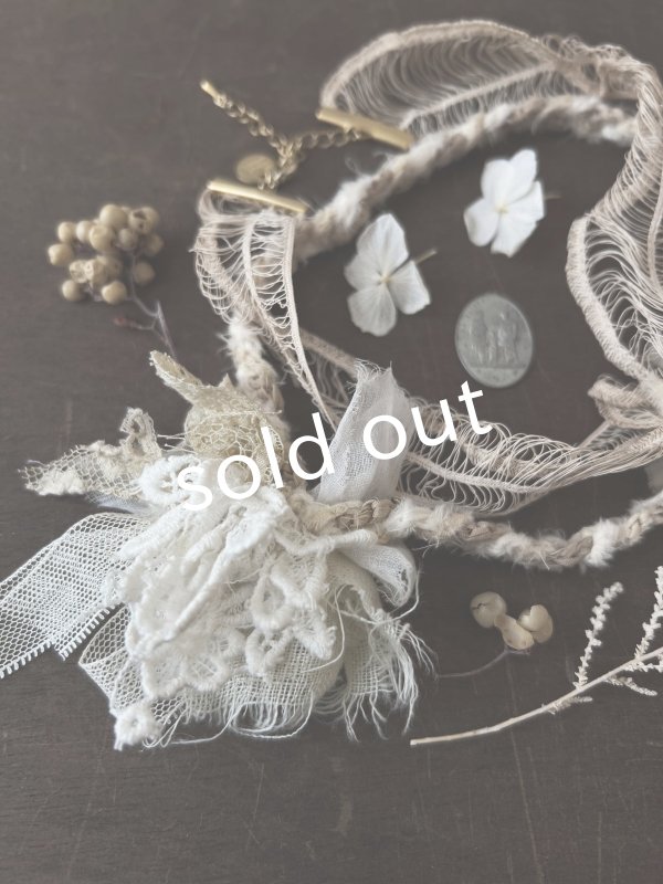 画像3: toromeco／アンティークレースと草木染めネックレス (3)