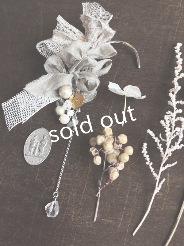 画像2: toromeco／コットンシルクのイヤーフック・ライトグレー (2)