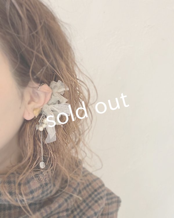 画像4: toromeco／コットンシルクのイヤーフック・ライトグレー (4)