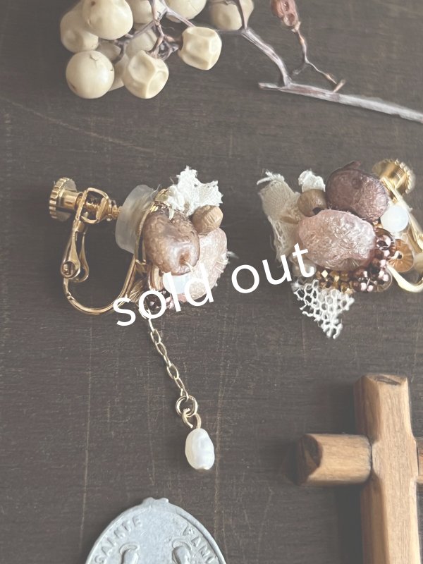 画像10: toromeco／”tsubuto” スフレスパンコールのイヤリング ・ピンクブラウン (10)