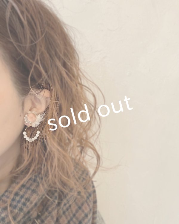 画像9: toromeco／アンティークシルクと天然石イヤリング・サーモンピンク (9)