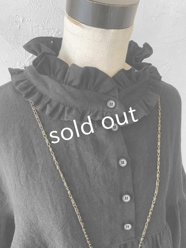 画像9: kosatofuku/フリルカラーブラウス・ブラック (9)