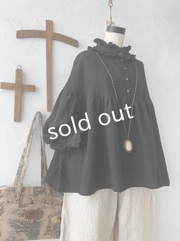 画像8: kosatofuku/フリルカラーブラウス・ブラック (8)