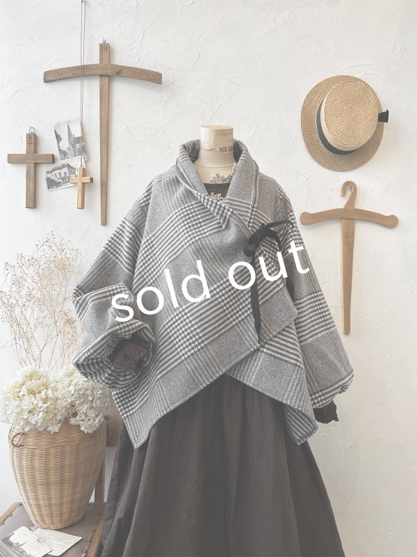 画像2: shizuka's/ベルベットリボンのコート・グレンチェック (2)