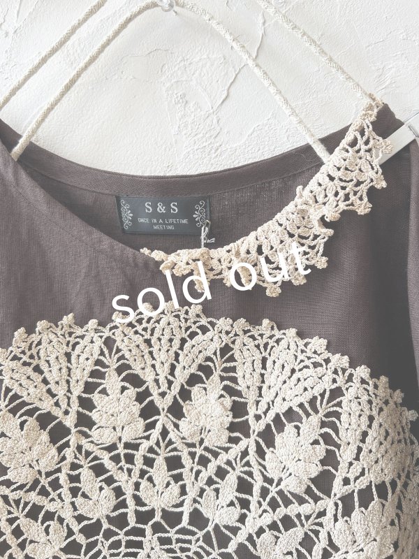 画像3: shizuka's／アンティークレースのワンピース・ビターチョコ (3)