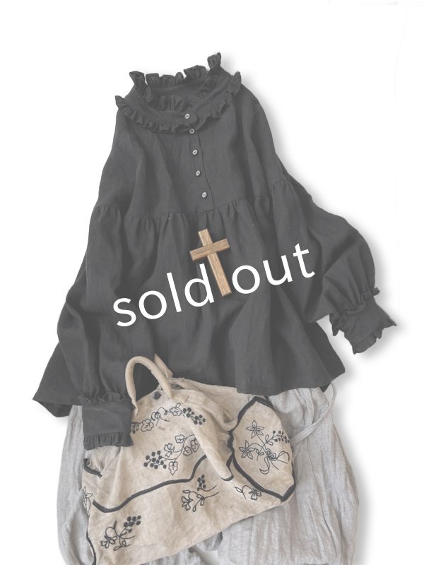 画像6: kosatofuku/フリルカラーブラウス・ブラック (6)