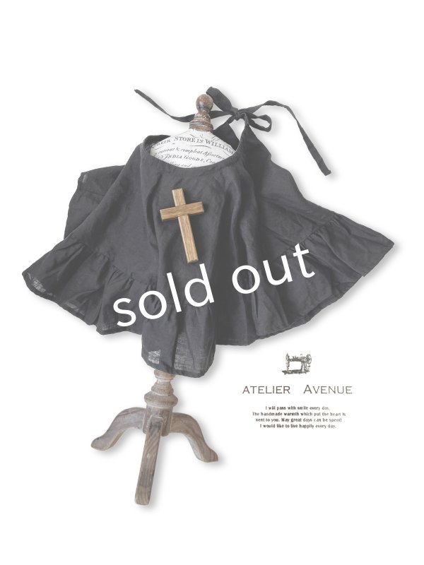 画像8: Avenue/フリルギャザーポンチョ・黒 (8)