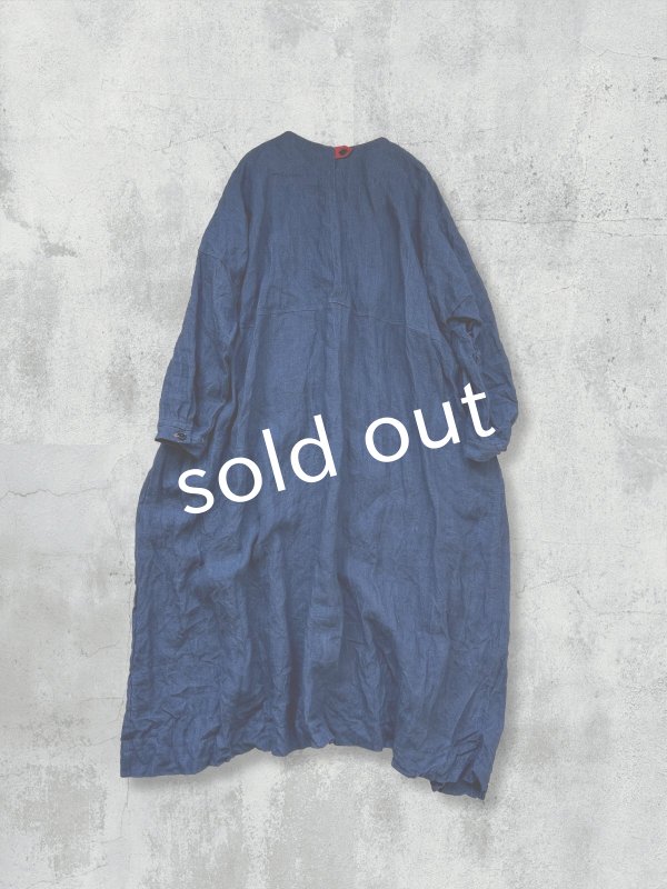 画像7: MARCHE' DE SOEUR/ターシャの種蒔ポケットワンピース・インディゴ×ハーブ (7)