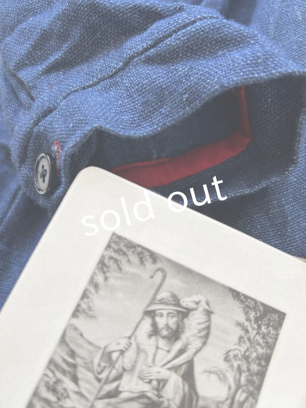 画像6: MARCHE' DE SOEUR/ターシャの種蒔ポケットワンピース・インディゴ×ハーブ (6)