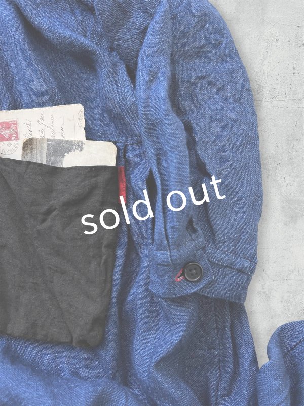 画像8: MARCHE' DE SOEUR/ターシャの種蒔ポケットワンピース・インディゴ×プチペイズリー (8)