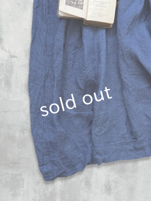 画像2: MARCHE' DE SOEUR/ターシャの種蒔ポケットワンピース・インディゴ×プチペイズリー (2)