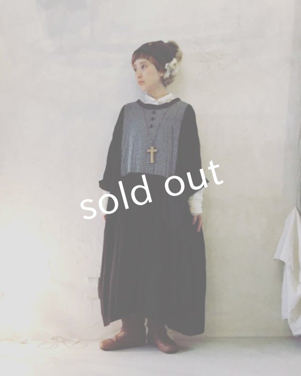 画像9: MARCHE' DE SOEUR/ターシャの種蒔ポケットワンピース・インディゴ×ハーブ (9)