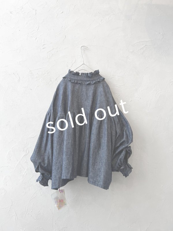 画像3: kosatofuku／フリルカラーブラウス・デニム (3)