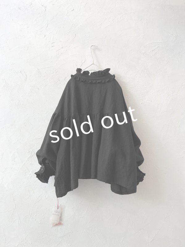 画像3: kosatofuku/フリルカラーブラウス・ブラック (3)