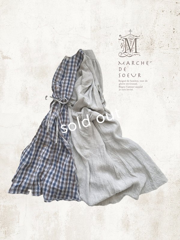 画像1: 【30%OFF】MARCHE' DE SOEUR／祈りのワンピース・ブルーチェック (1)