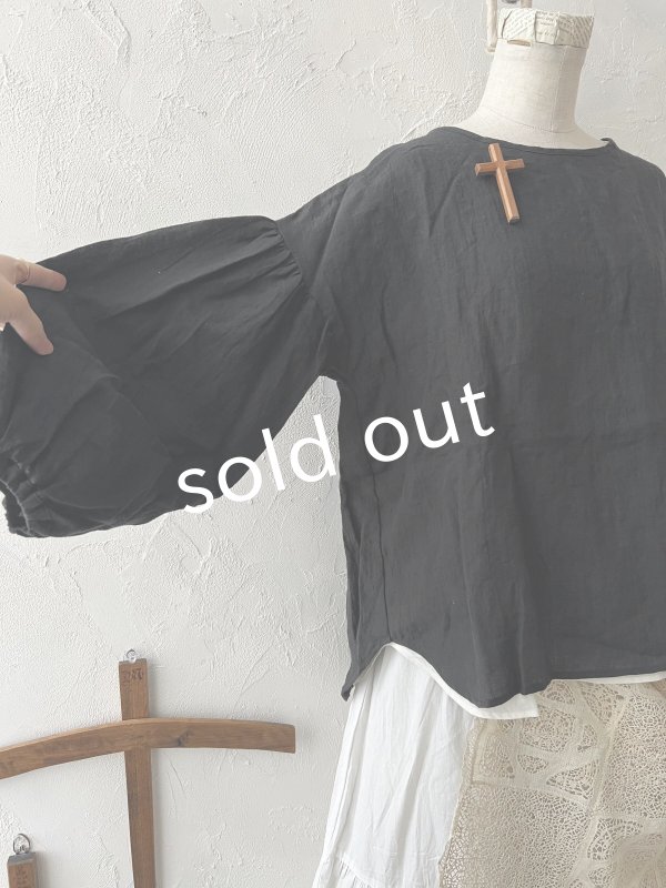 画像5: nous rendent heureux／バルーン袖ブラウス・黒 (5)