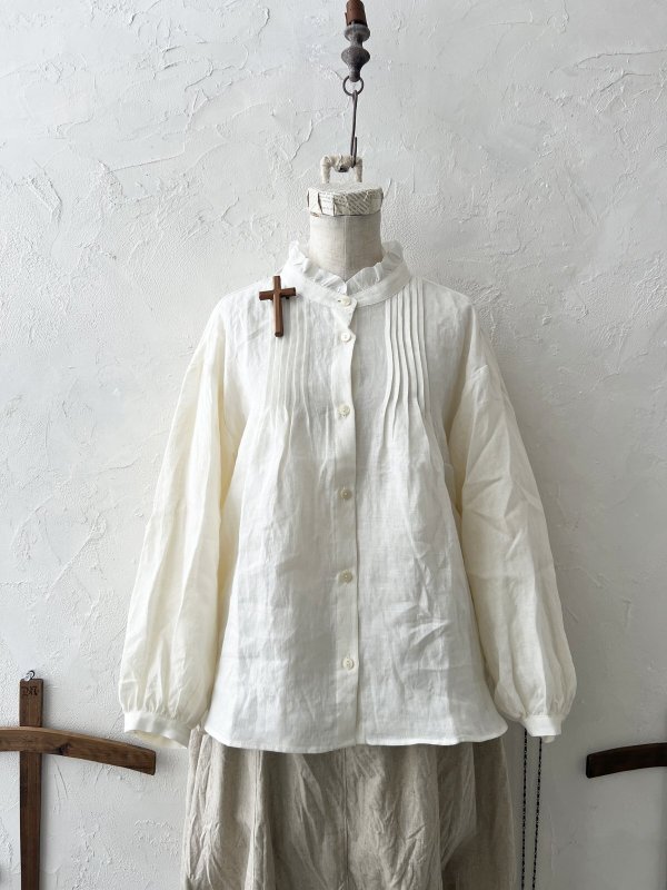 画像4: nous rendent heureux／フリル襟ピンタックブラウス・オフ (4)