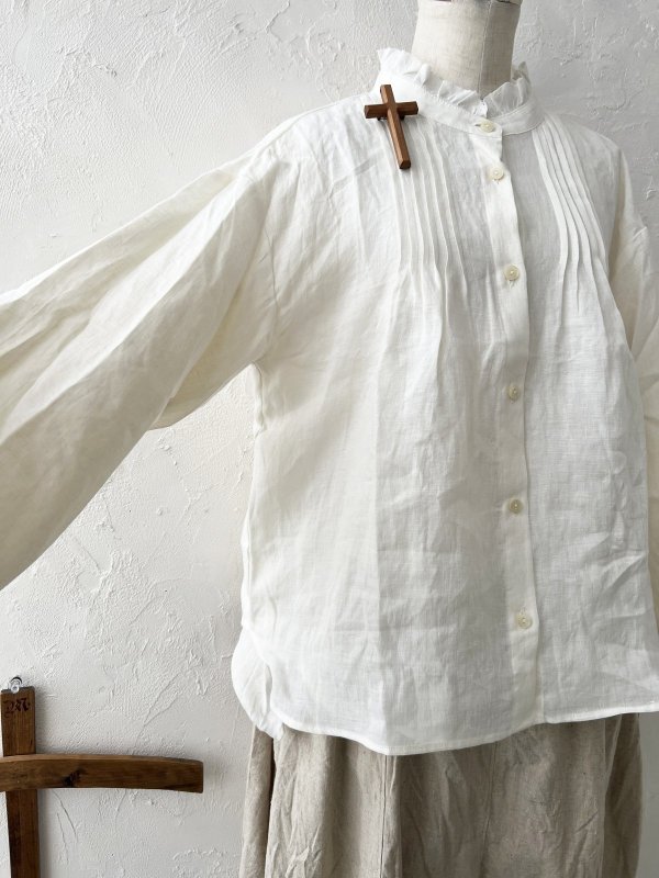 画像9: nous rendent heureux／フリル襟ピンタックブラウス・オフ (9)