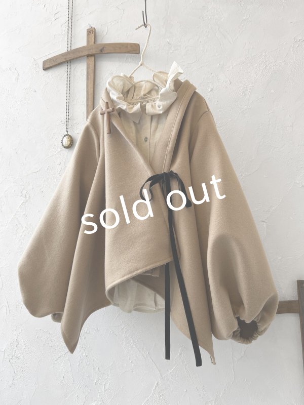 画像2: shizuka's/ベルベットリボンのコート・キャメルベージュ (2)