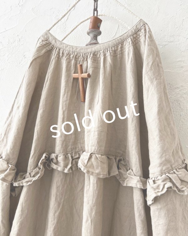 画像5: ubasoku/ラウンドフリル2wayワンピース・ベージュ (5)