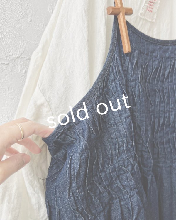 画像3: ubasoku/ピンタックキャミワンピース・インディゴ (3)