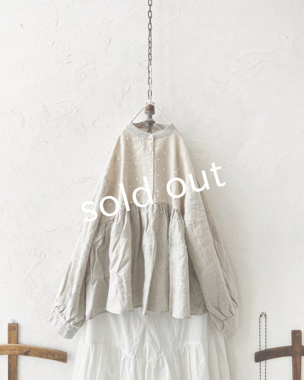 画像2: ubasoku/ドット刺繍ボリューム袖ブラウス・生成り (2)