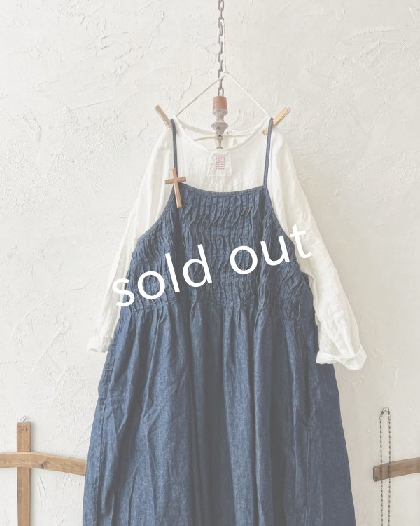 画像2: ubasoku/ピンタックキャミワンピース・インディゴ (2)