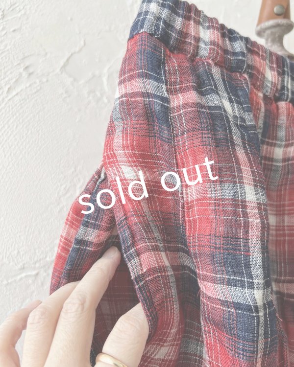 画像5: ubasoku/ギャザースカート・赤チェック (5)