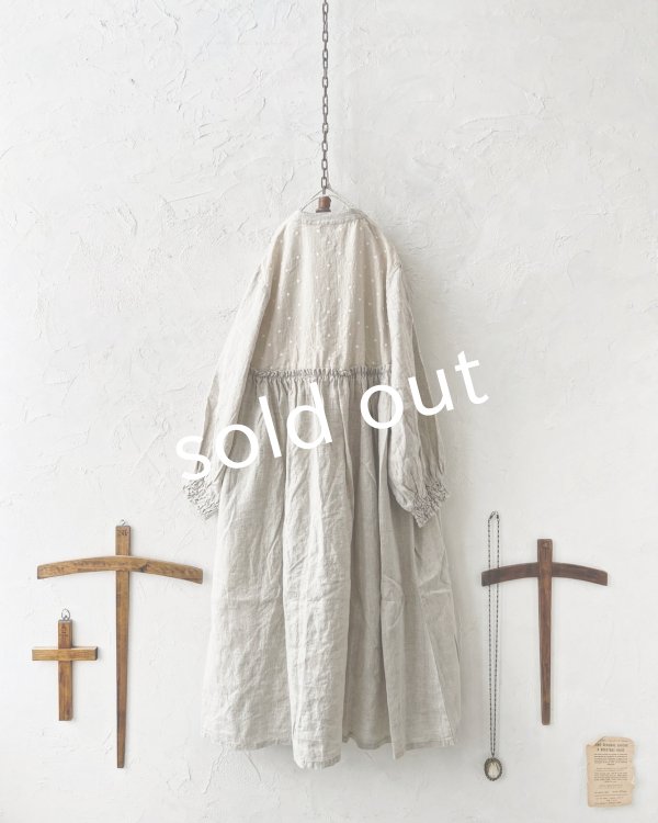 画像8: ubasoku/ドット刺繍ボリューム袖ワンピース・生成り (8)