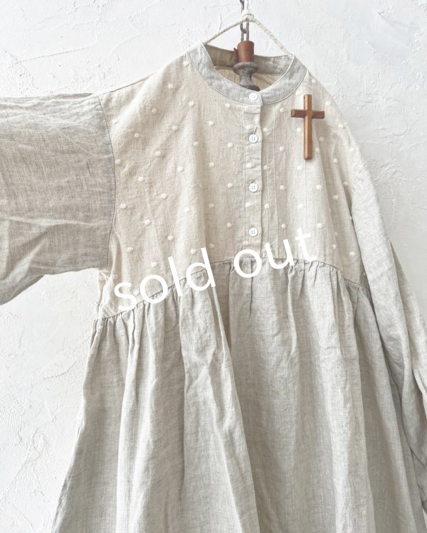 画像6: ubasoku/ドット刺繍ボリューム袖ワンピース・生成り (6)