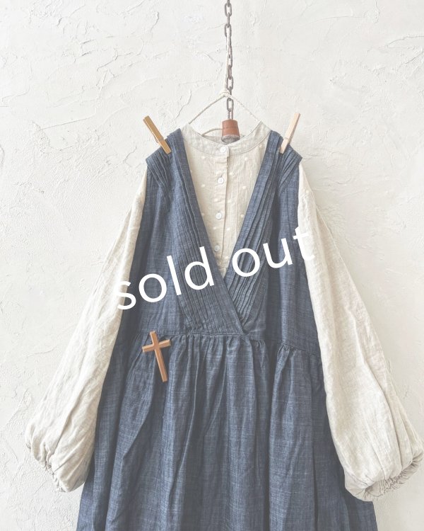 画像2: ubasoku/ピンタック2wayワンピース・インディゴ (2)