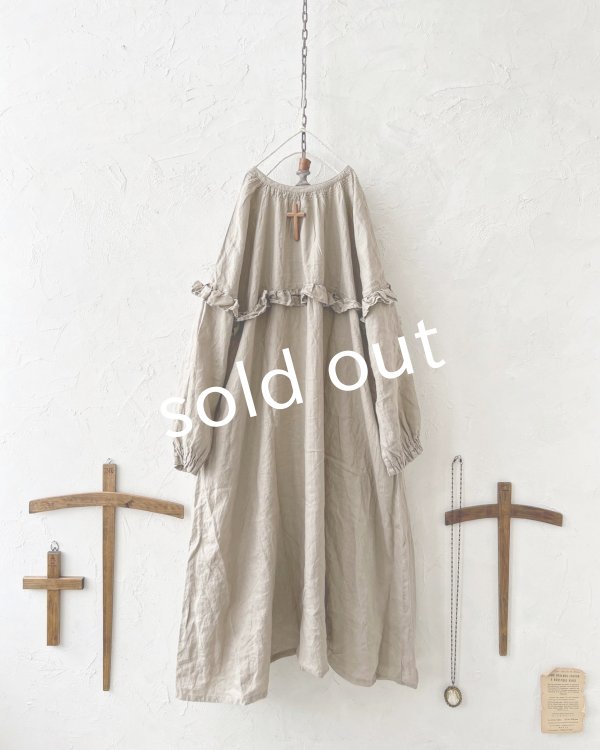 画像2: ubasoku/ラウンドフリル2wayワンピース・ベージュ (2)