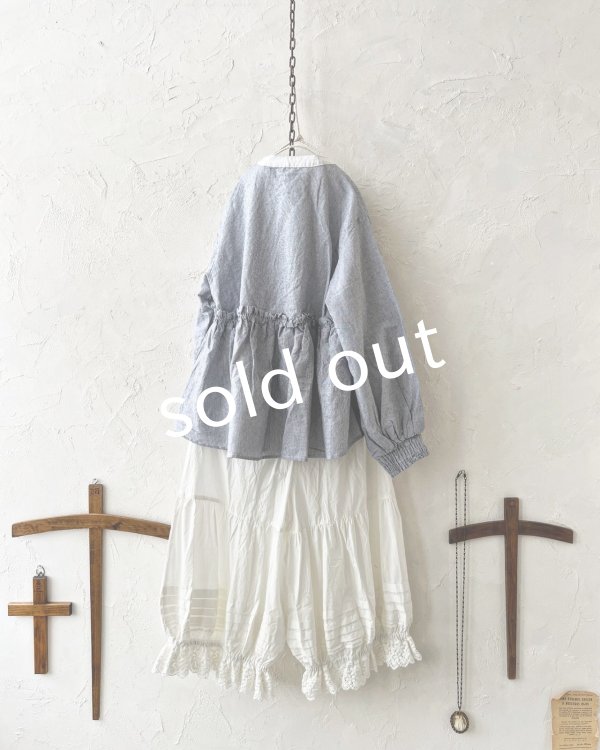 画像6: ubasoku/ボリューム袖ギャザーブラウス・ピンストライプ (6)