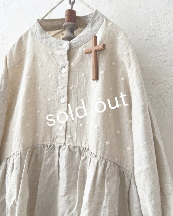 画像4: ubasoku/ドット刺繍ボリューム袖ワンピース・生成り (4)