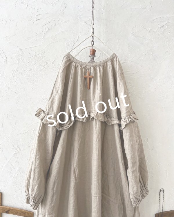 画像4: ubasoku/ラウンドフリル2wayワンピース・ベージュ (4)