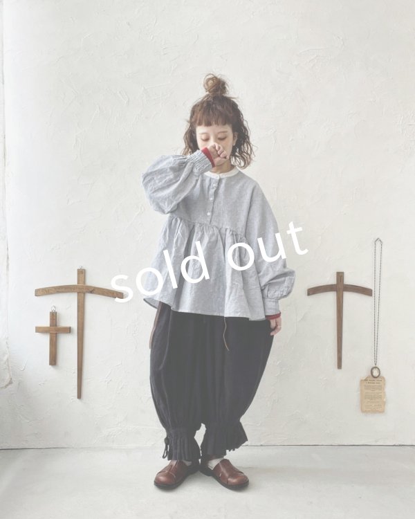 画像9: ubasoku/ボリューム袖ギャザーブラウス・ピンストライプ (9)