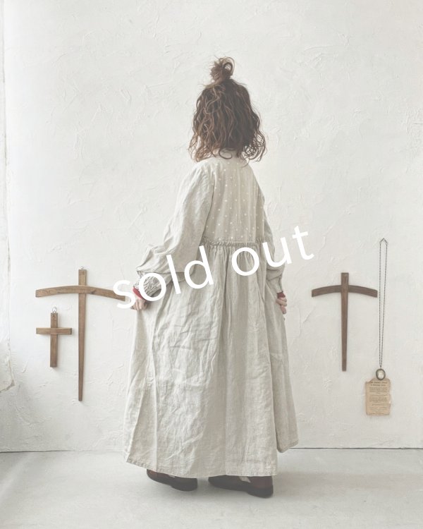 画像13: ubasoku/ドット刺繍ボリューム袖ワンピース・生成り (13)