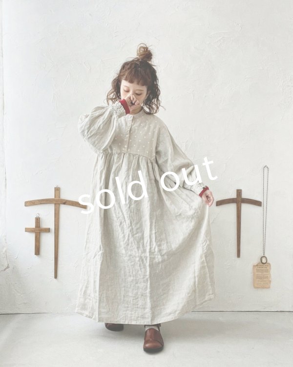 画像12: ubasoku/ドット刺繍ボリューム袖ワンピース・生成り (12)